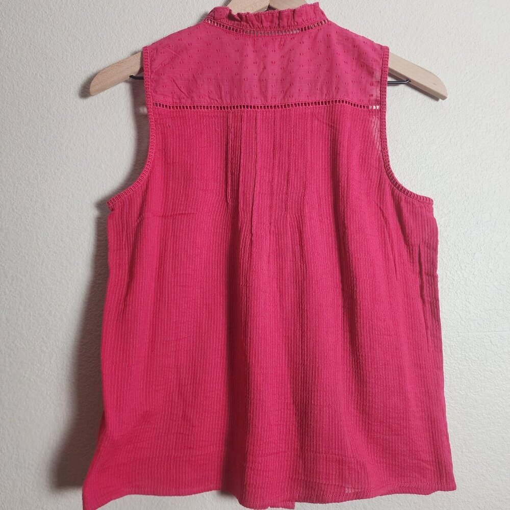 Faherty Shirt Womens Small Pink Sleeveless Button Front Organic Cotton Top - Picture 6 of 8
